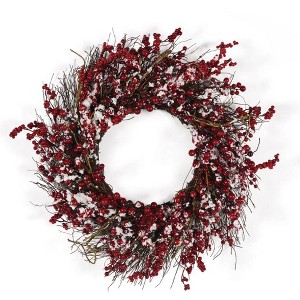 Plum & Post Snowy Ilex Berry Wreath 24" - 1 of 1