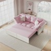 SKRAN 74.8 Queen Pull Out Sofa Bed, 3 in 1 Convertible Sleeper Couch, Velvet Loveseat with Cushions and  2 Pillows for Living Room - 2 of 4