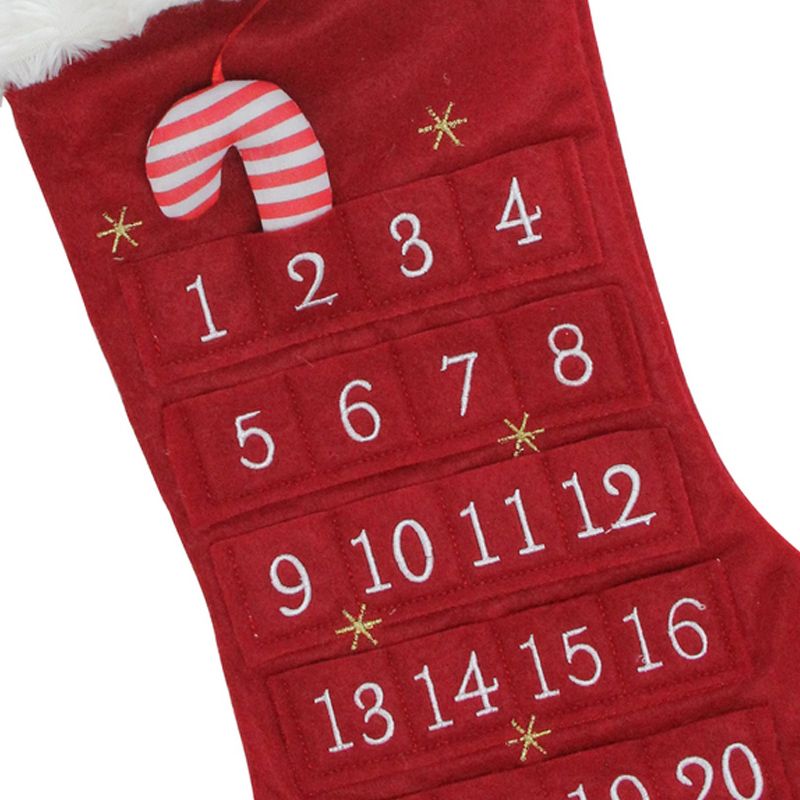 Northlight 22" Red and White Candy Cane Advent Calendar Christmas Stocking, 3 of 4
