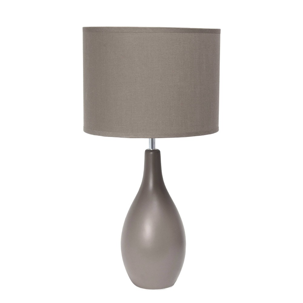 Photos - Floodlight / Street Light Oval Bowling Pin Base Ceramic Table Lamp Gray - Simple Designs