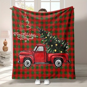 Lomsoe Ultra-Soft Cozy Plaid Truck & Christmas Tree Flannel Throw Blanket for All-Season Comfort - Perfect Christmas Gift. - 1 of 4