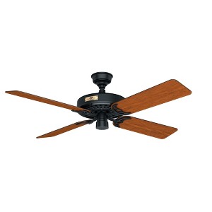 Hunter 52" Original Ceiling Fan Black Finish with Walnut Blades - Damp Rated, Pull Chain Control, Optional Light Kit - 1 of 4