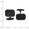 Black Bow Jewelry Black Plated Stainless Steel Textured Octagonal Cuff Links 20x16mm - 2 of 3