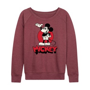Women's - Disney - Mickey Heritage Lightweight French Terry Wide Neck Long Sleeve Shirt - 1 of 4