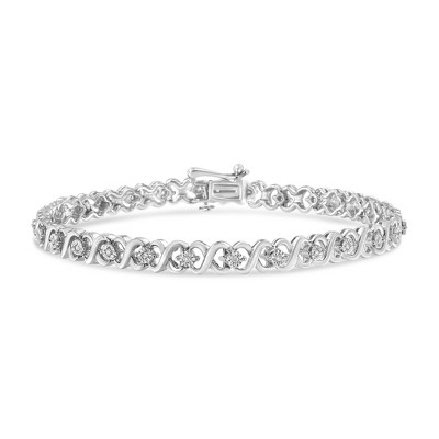 Haus of Brilliance Silver 1/6 Cttw Miracle Set Diamond Infinity Link and Station Tennis Bracelet