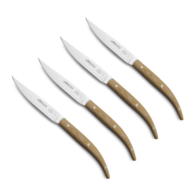 Arcos 4pc The Origin Steak Set Natural: Stainless Steel Blades, Wood Handles, Hand Wash, 10-Year Warranty