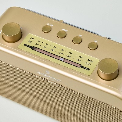 Portable Gold Finish AM/FM Bluetooth Radio with Telescopic Antenna