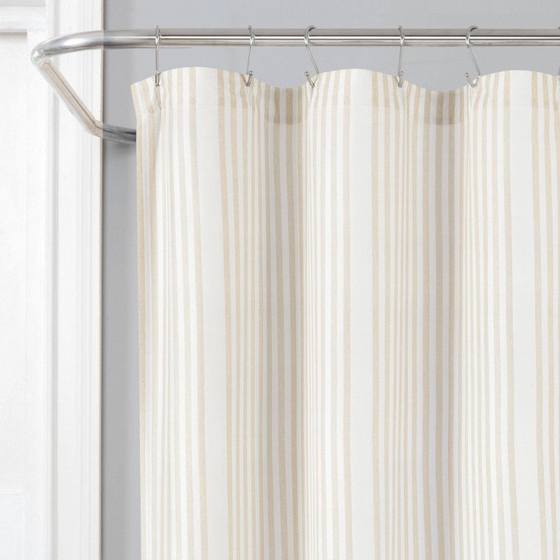 72&#34;x72&#34; Drew Stripe Farmhouse Silver-Infused Antimicrobial Shower Curtain Neutral - Lush D&#233;cor, 3 of 7
