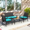 Costway 8PCS Patio Wicker Furniture Set Cushioned Chairs& Loveseat with Coffee Table Garden - 4 of 4