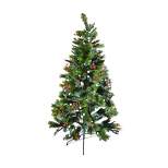 ALEKO CT6FT001 Multi-Colored Pre-Lit Artificial Bluetooth Musical Christmas Tree with Wintry Accents - 6 Foot - Green