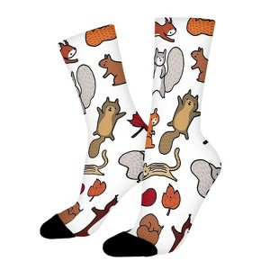 Happy Animals Women Printed Crew Socks Funny Funky Socks Soft Polyester Novelty Gifts for Artists Men - 1 of 1