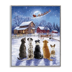 Stupell Industries Snowy Farm Dogs Black Framed Giclee Art - 1 of 4