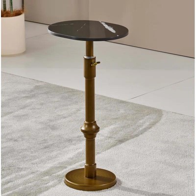 SYFERLORY Drink Table, Traditional Adjustable-Height Side Table, Vintage Oval Pedestal Table