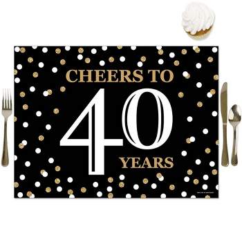 Big Dot of Happiness Adult 40th Birthday - Gold - Party Table Decorations - Birthday Party Placemats - Set of 16