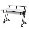 Vynxaria Black White Music Studio Desk Computer Desks with Sturdy Metal Base Stylish Design for Professional Recording Setups - 3 of 4