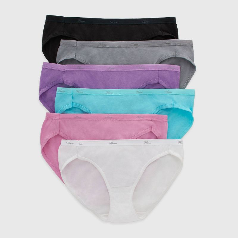 Hanes Women's Core Cotton Bikini Underwear Panties 6pk - Colors and Pattern May Vary, 1 of 6