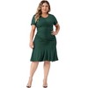 Agnes Orinda Women's Plus Size Regular Fit Ruffle Hem V-Neck Short Sleeve Ruching Bodycon Dress - 3 of 4
