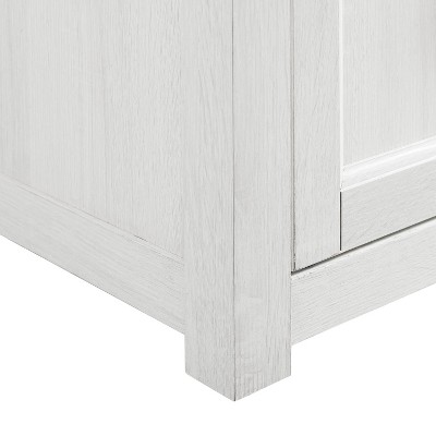 Whitewash Corner TV Stand with Cabinets and Open Storage