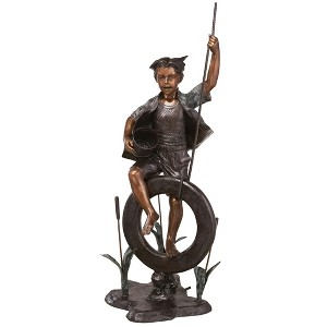 Design Toscano Swinging Tommy on His Tire Cast Bronze Garden Statue - 1 of 4
