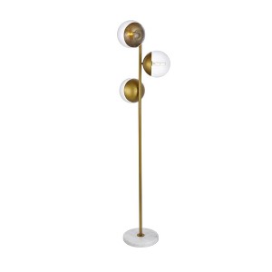 Elegant Lighting Eclipse 3 Lights Brass Floor Lamp With Clear Glass - 1 of 4