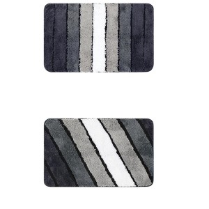 Unique Bargains Ultra Water Absorbent Non-Slip Quick Dry Bathroom Floor Mats 2 Pcs - 1 of 4