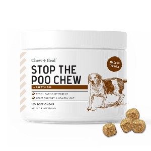 Chew + Heal Stop The Poo Coprophagia Treatment, Dog Supplement, Deters Dogs From Eating Poop - 120 Delicious Chews - 1 of 4