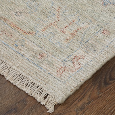 Handwoven Blue and Ivory Wool Rectangular Area Rug 5' x 7'