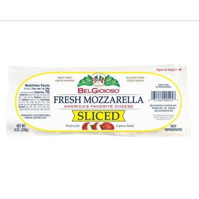 Belgioioso Fresh Mozzarella Sliced Cheese - 8oz