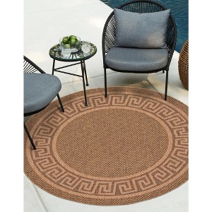 Unique Loom    Outdoor Border Greek Key Area Rug - 1 of 4