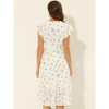 Allegra K Women's Floral Elastic Waist V Neck Ruffled Hem Chiffon Dress - 4 of 4
