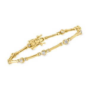 Ross-Simons 1.00 ct. t.w. Bezel-Set Lab-Grown Diamond Station Bracelet in 18kt Gold Over Sterling - 1 of 4