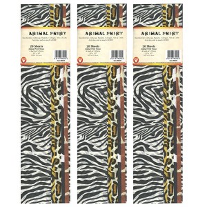 Hygloss® Tissue Paper, Animal Print Assortment, 20" x 30", 20 Sheets Per Pack, 3 Packs - 1 of 4