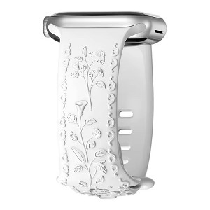 HTUTWOO Flower Engraved Apple Watch Band, Embossed Raised Rose Silicone Strap 38/40/41/42/44/45/46/49mm for iWatch Series 11 10 9 8 7 6 5 4 SE Ultra - 1 of 4