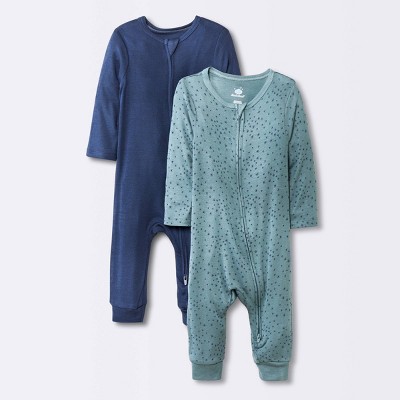 Baby Boys' 2pk Stars Modal Blend Romper - Cloud Island™ Navy Blue 6-9M