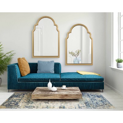 Gold Moroccan-Inspired Arched Wall Mirror with Scalloped Edges