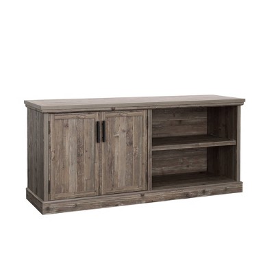 Sauder Aspen Post Large Office Credenza Pebble Pine: Adjustable Shelf, Metal Slides, Laminated Surface
