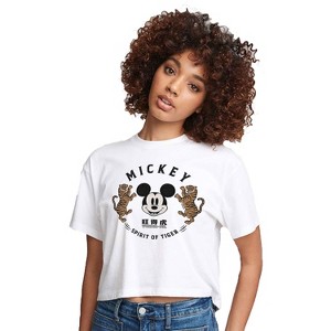 Women's - Disney - Mickey's Spirit of The Tiger Cropped Graphic T-Shirt - 1 of 4