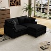 Modular Corduroy Deep Seat L-Shaped Sectional Sofa with 4 Pillows and Removable Ottoman for Living Room, Bedroom, or Apartment - 3 of 4
