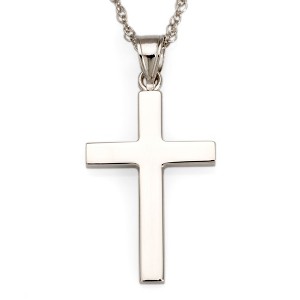 Ross-Simons 14kt White Gold Polished Cross Pendant Necklace - 1 of 3