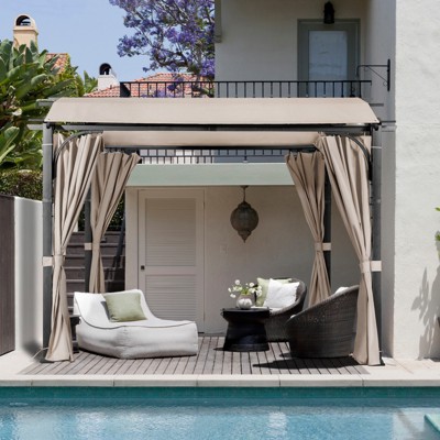 Bigget Steel 10x10ft Outdoor Pergola with Sidewalls-Arched Top, Beige