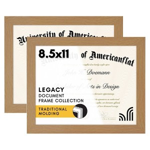 Americanflat 8.5x11 Diploma Frame in Oak with Shatter Resistant Glass - Horizontal and Vertical Formats for Wall and Tabletop ( Set of 2 ) - 1 of 4