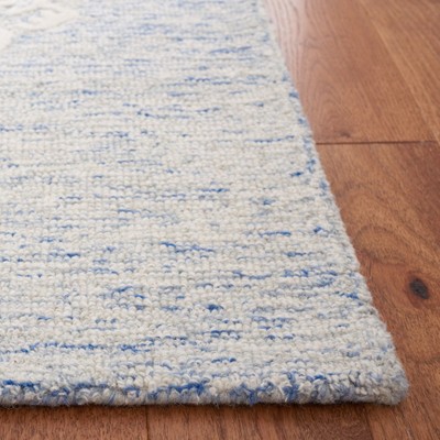 Handmade Blue Floral Tufted Wool Area Rug