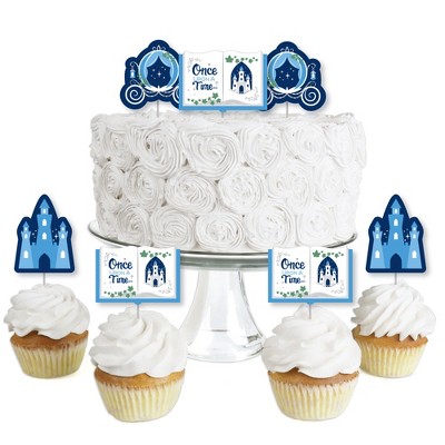 Big Dot of Happiness Fairy Tale Fantasy - Dessert Cupcake Toppers - Royal Prince and Princess Party Clear Treat Picks - Set of 24