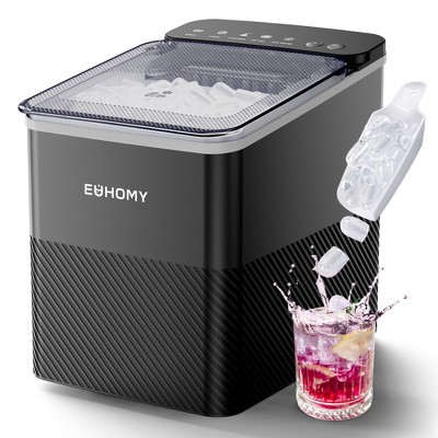 EUHOMY Tabletop Ice Maker - 26.5 lbs Daily Capacity, Bullet Ice in 6 Min, Quiet & Compact, Easy-to-Use, 1.5L Tank