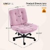 VINGLI Swivel Armless Criss Cross Vanity Chair with Wheels/no Wheels,Rocking Cross-Legged Office Desk Chair,  Teddy Fleece - 2 of 4