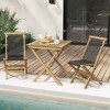 MOEPISY 2 Piece Indonesia Teak Patio Folding Chairs with Woven Rope Seat and Back for Porch Backyard Poolside - 2 of 4