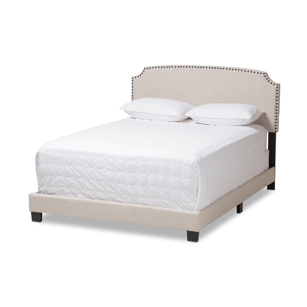 Photos - Bed Frame Full Odette Modern and Contemporary Fabric Upholstered Bed Light Beige - B