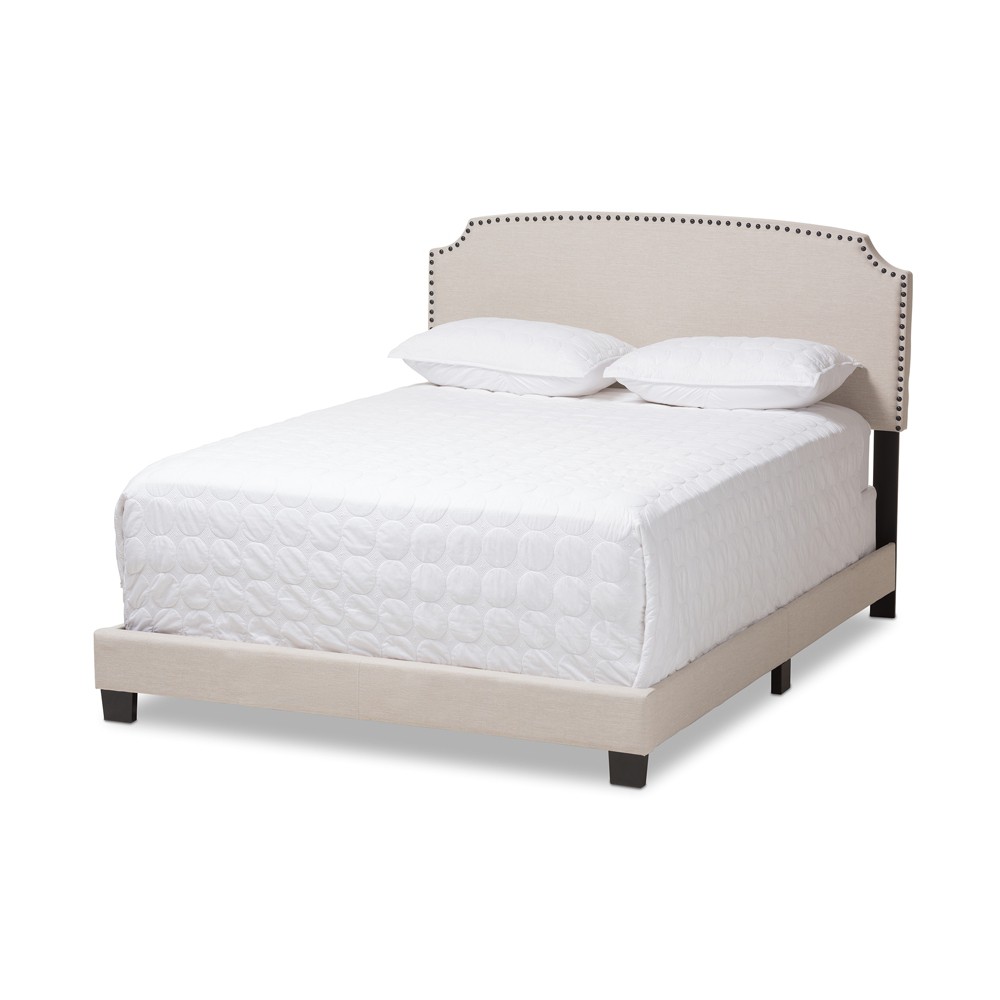 Photos - Bed Baxton Studio Full Odette Modern and Contemporary Fabric Upholstered  Light Beige : Hardwood Frame, Polyester Fill