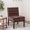 APRILSOUL Contemporary Dark Brown Accent Chair with Tufted Waffle Stitch and PU Upholstery - 2 of 4