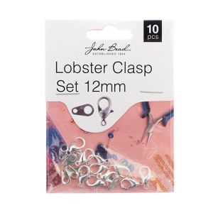 John Bead Must Have Findings Metal Silver 12mm Lobster Clasps for Jewelry Making Findings, 10 Pieces - 1 of 4